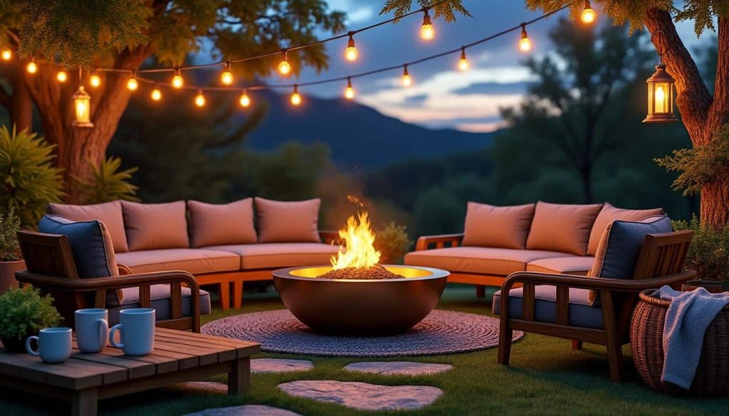 découvrez comment créer une décoration extérieure conviviale en organisant l'espace autour d'un brasero, pour des moments chaleureux et accueillants en plein air.