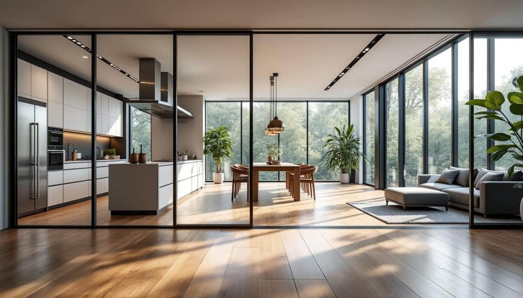 découvrez comment l'aménagement intérieur avec une verrière permet de séparer élégamment la cuisine tout en apportant luminosité et caractère à votre espace de vie.