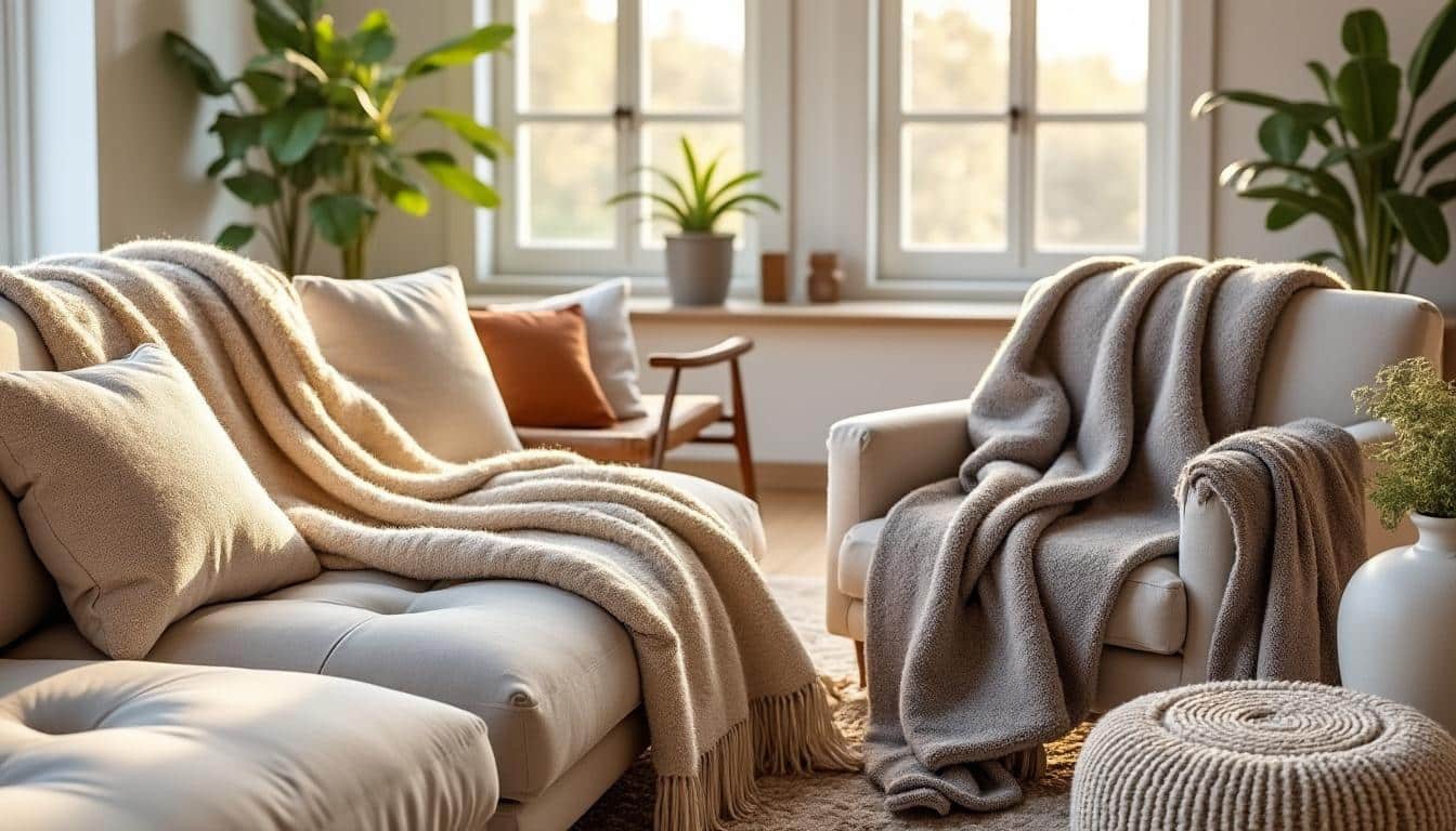 découvrez comment la décoration d'intérieur cocooning intègre des plaids en laine épaisse pour créer une atmosphère chaleureuse et confortable chez vous.