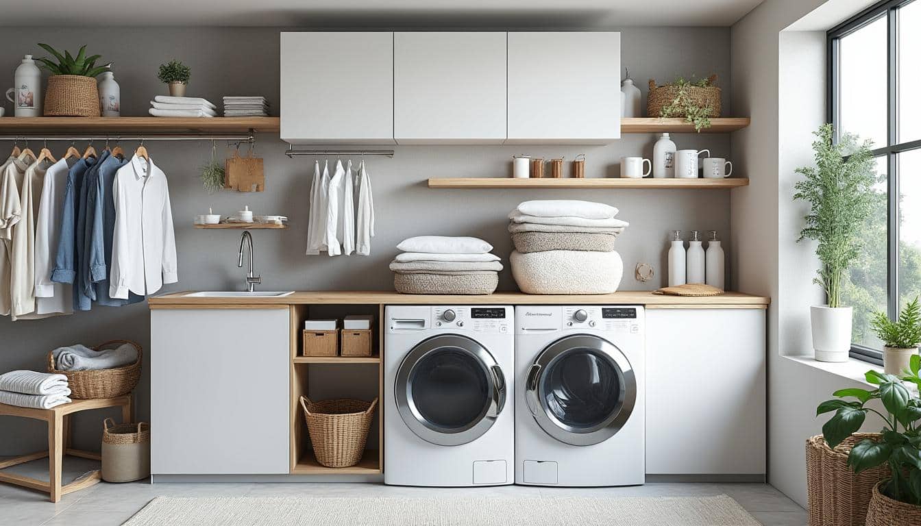 découvrez comment l'aménagement intérieur des buanderies peut être optimisé pour améliorer le séchage du linge, alliant fonctionnalité et gain d'espace.