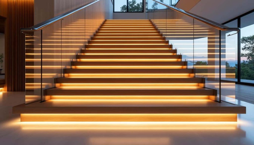 découvrez comment l'aménagement intérieur utilise l'éclairage led pour sécuriser et sublimer les marches avec style et efficacité.