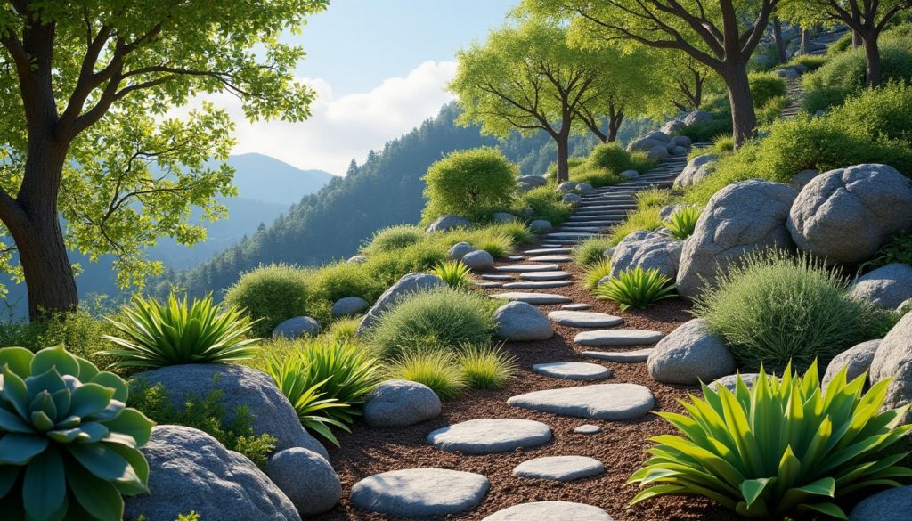 découvrez comment un jardin de rocaille s'adapte parfaitement aux terrains en forte pente, alliant esthétisme et praticité pour sublimer votre espace extérieur.