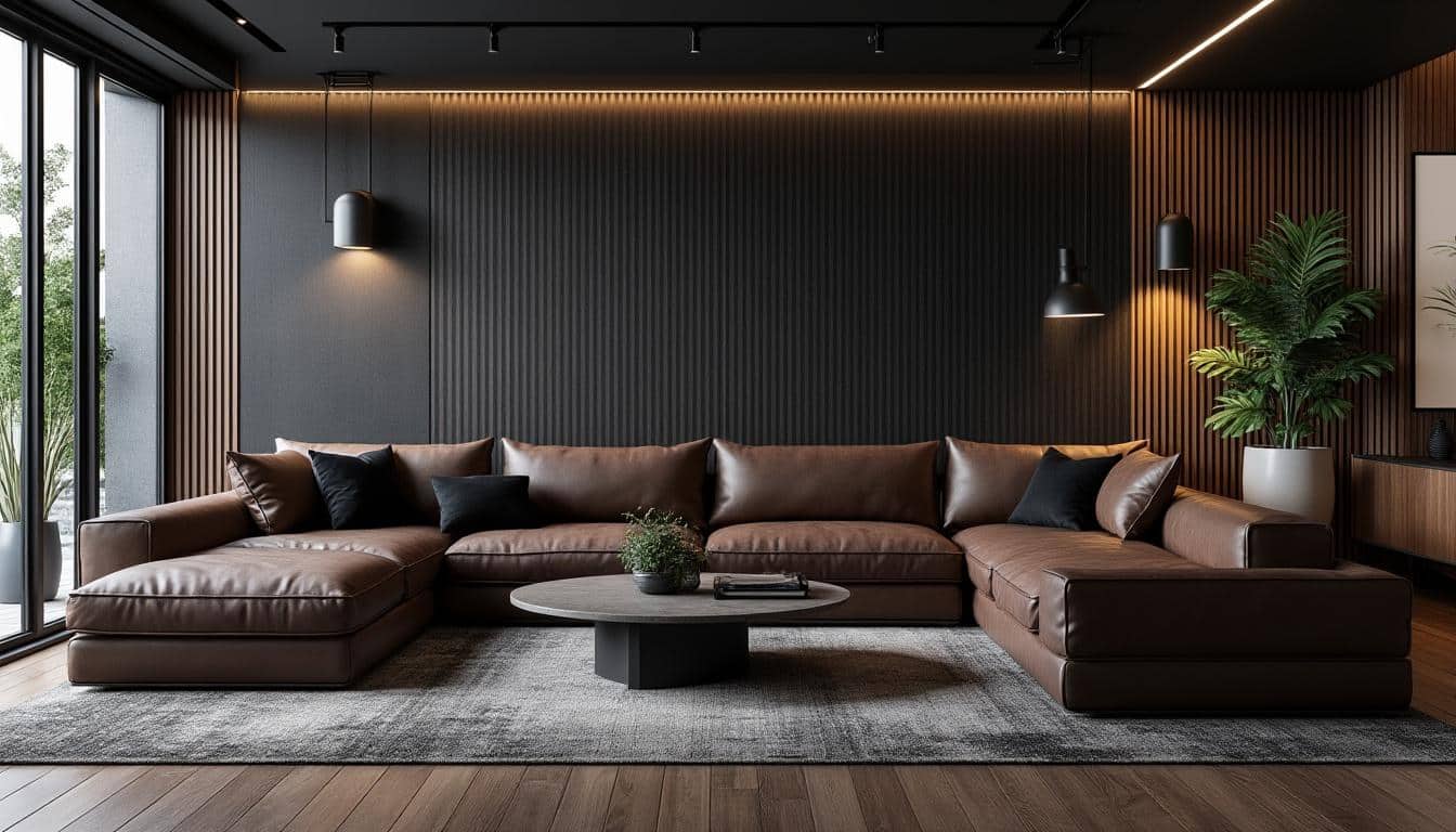 découvrez comment la décoration d'intérieur masculine allie élégamment le cuir et le métal noir pour créer un espace à la fois moderne et chaleureux.