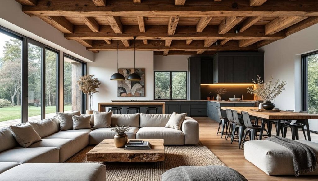 découvrez comment la décoration d'intérieur rustique moderne combine élégamment le bois brut et l'acier pour créer un espace chaleureux, authentique et contemporain.
