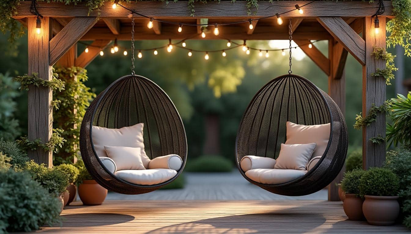 découvrez comment créer une décoration extérieure conviviale en installant des fauteuils suspendus au plafond, alliant confort et style pour un espace détente unique.