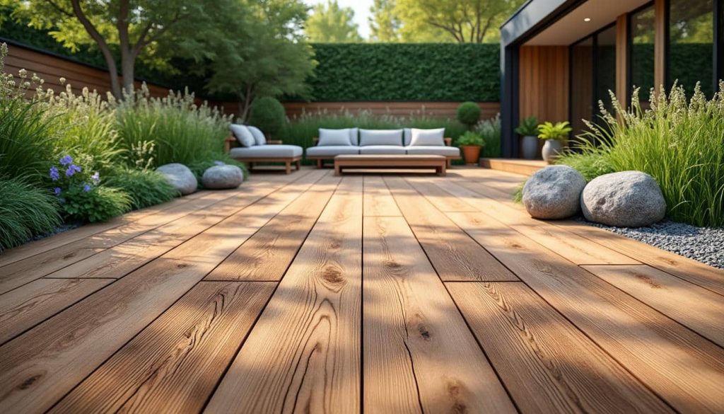 découvrez comment la décoration extérieure naturelle peut être sublimée grâce aux dalles en bois de robinier, alliant esthétique et durabilité pour un jardin authentique.