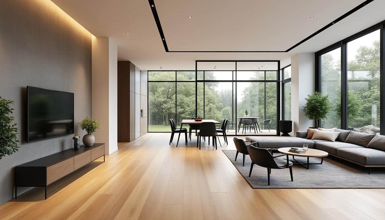 découvrez comment l'aménagement intérieur utilise des sols uniformes pour créer une continuité visuelle et harmoniser les différentes pièces de votre maison.