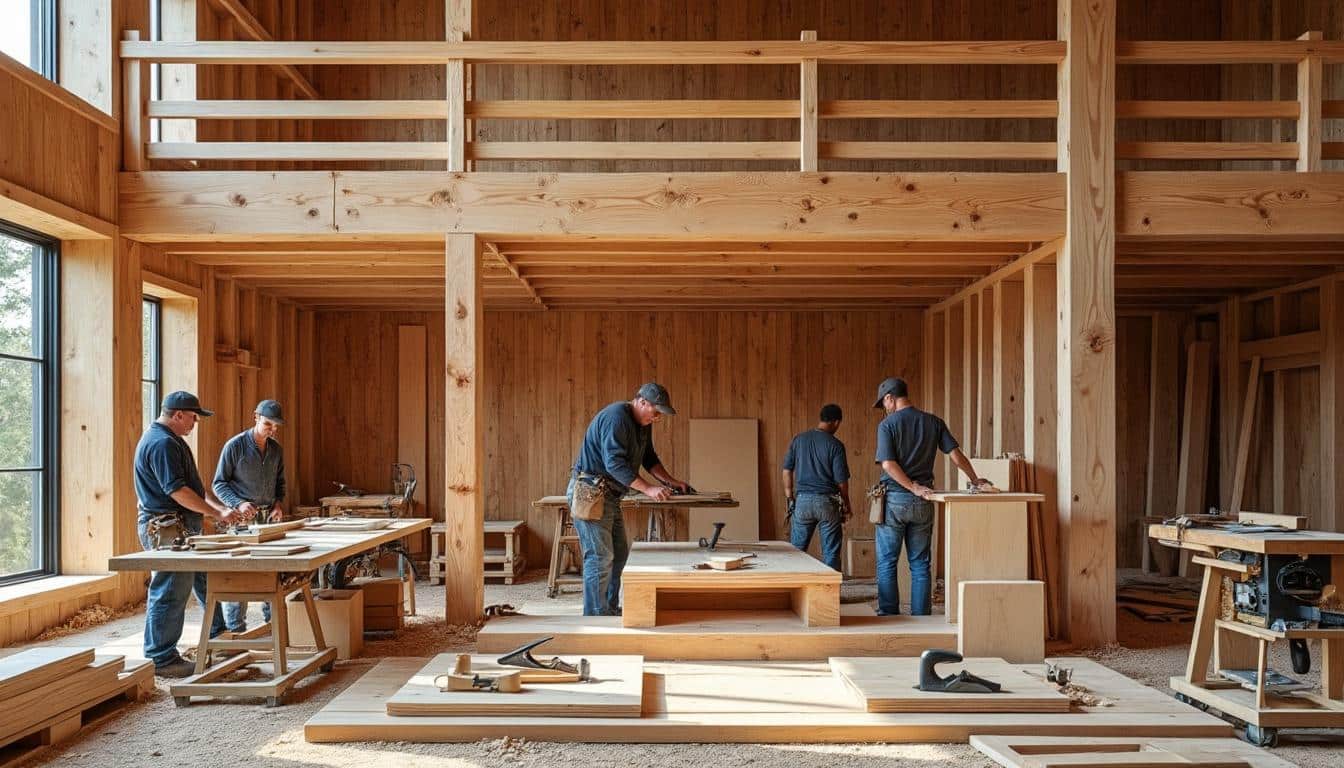 découvrez nos travaux de menuiserie spécialisés dans la fabrication de mezzanines en bois massif, alliant robustesse et élégance pour optimiser votre espace.