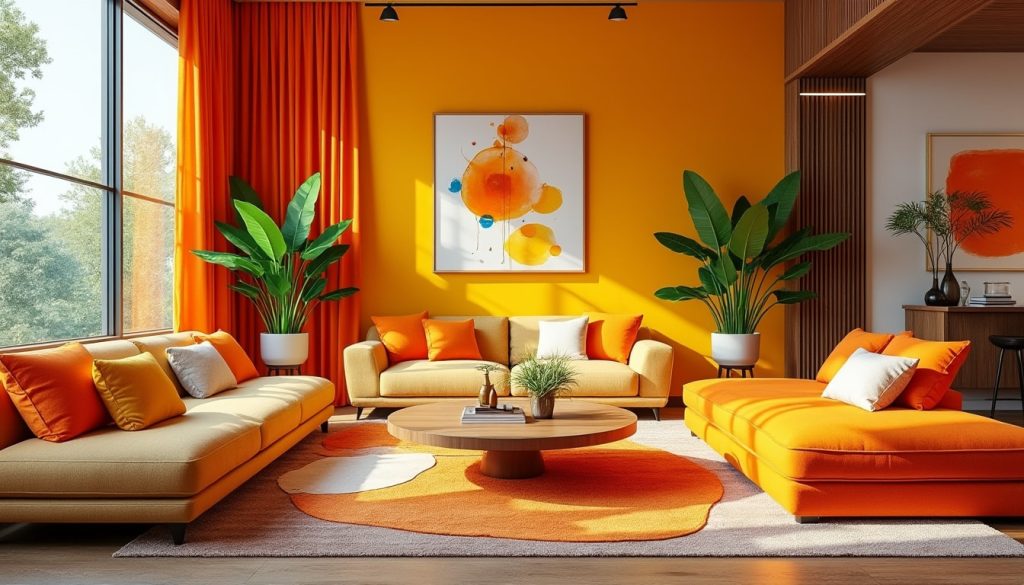 découvrez comment la décoration d'intérieur énergique utilise le orange et le jaune vif pour apporter chaleur et dynamisme à votre espace.