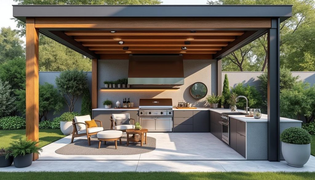 découvrez comment l'aménagement intérieur transforme les espaces en installant des cuisines d'été fonctionnelles et esthétiques sous les préaux, pour profiter pleinement des beaux jours.