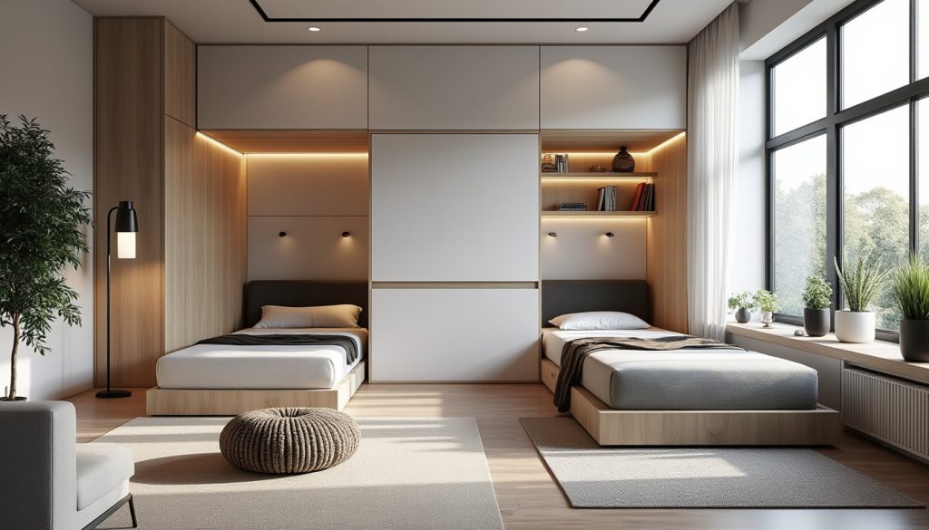découvrez comment l'aménagement intérieur optimise les petits espaces grâce à l'installation de lits escamotables, alliant praticité et gain de place.