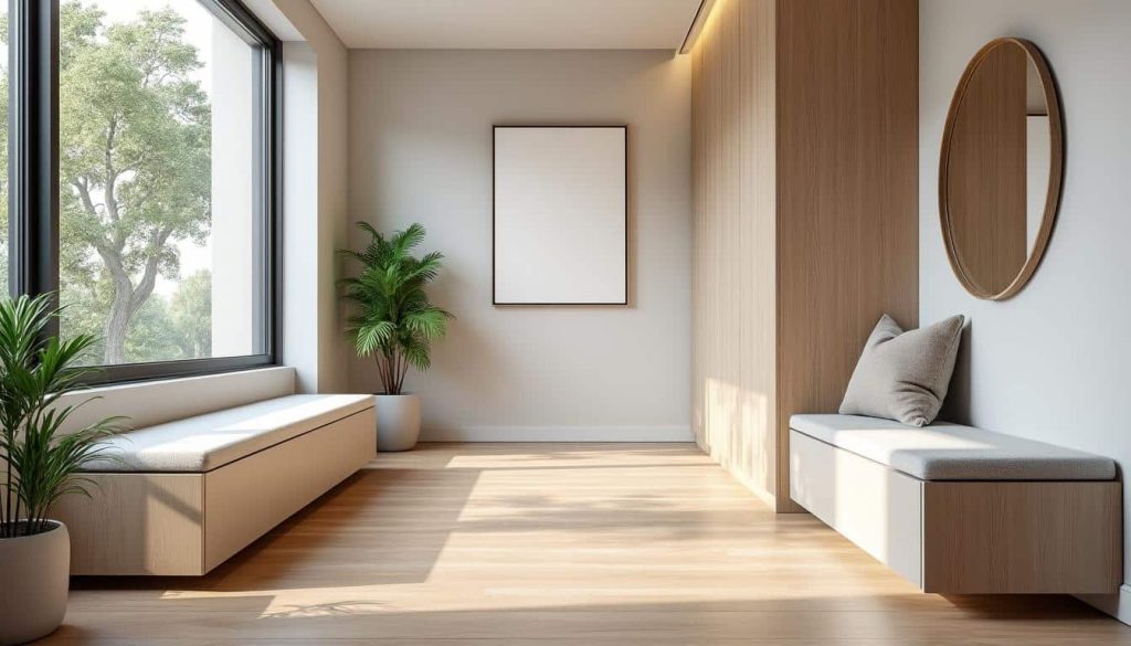 découvrez comment l'aménagement intérieur avec des bancs coffres transforme et optimise votre hall en alliant fonctionnalité et esthétisme.