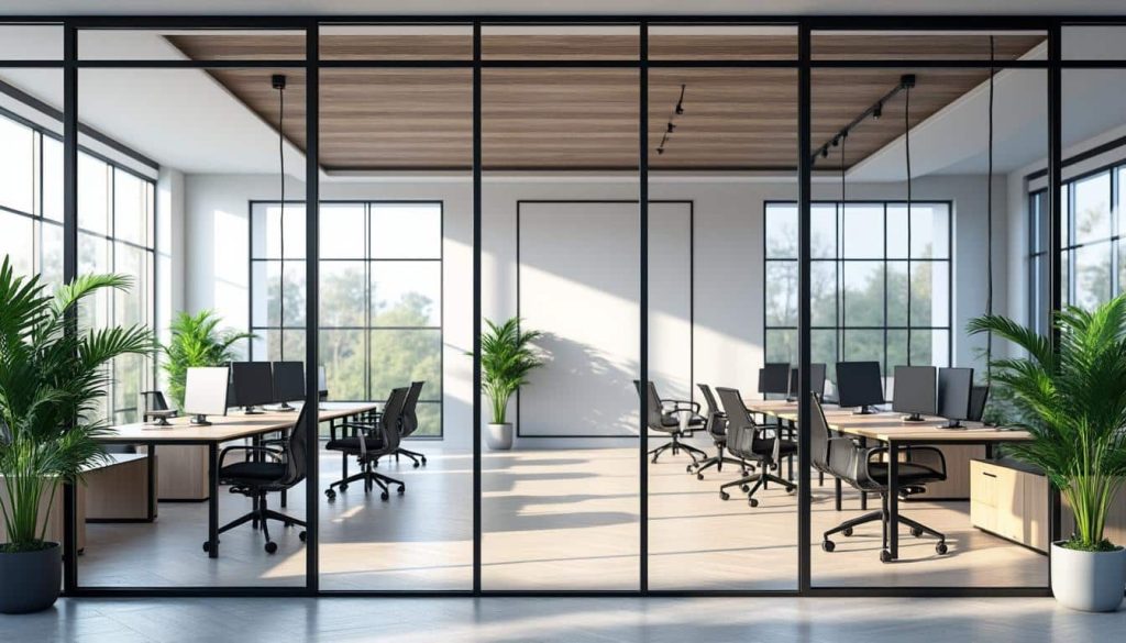 découvrez comment l'aménagement intérieur avec des verrières permet d'isoler les bureaux tout en apportant luminosité et style à vos espaces de travail.
