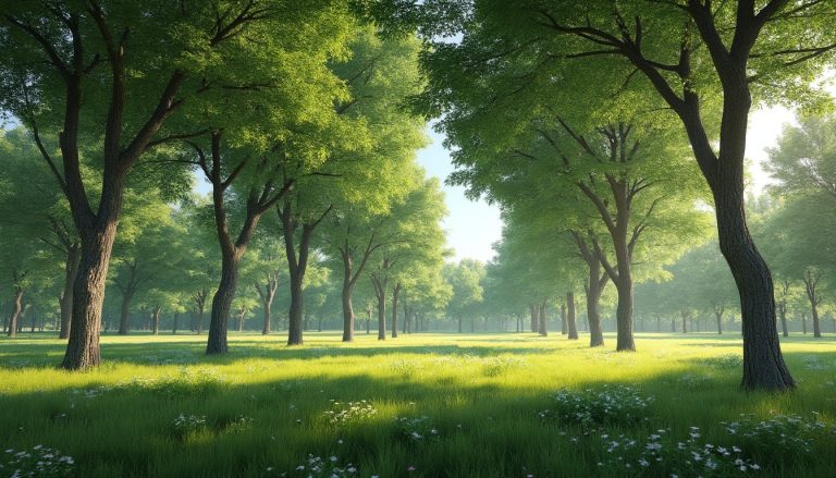 découvrez comment le jardin de plaine utilise des arbres à haute tige pour offrir de l'ombre naturelle et créer un espace agréable et ombragé.