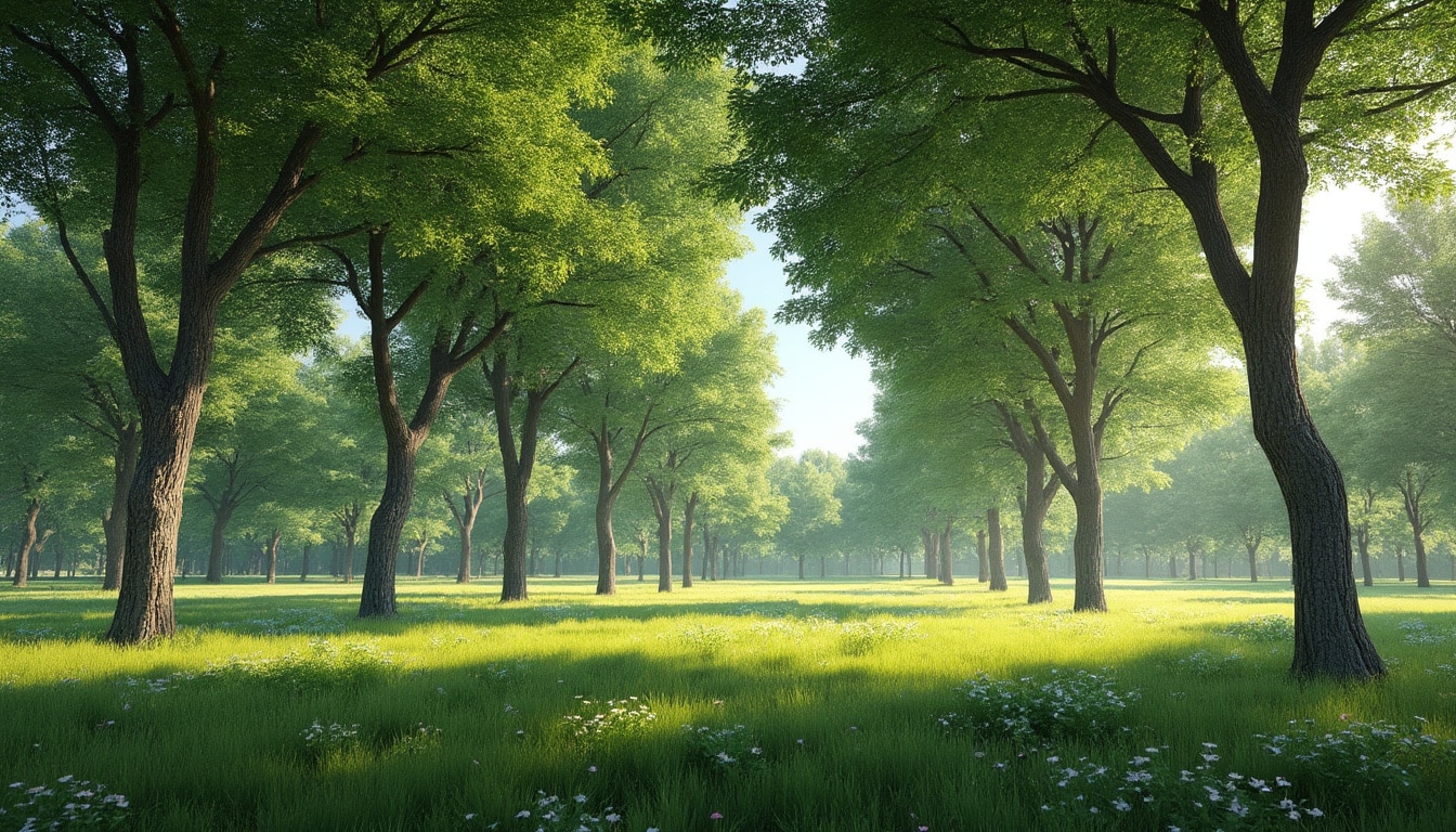 découvrez comment le jardin de plaine utilise des arbres à haute tige pour offrir de l'ombre naturelle et créer un espace agréable et ombragé.