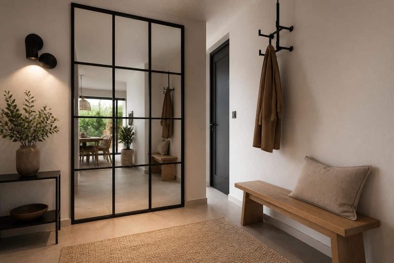 découvrez comment un miroir type verrière peut agrandir visuellement votre entrée et optimiser la décoration intérieure pour un espace lumineux et accueillant.