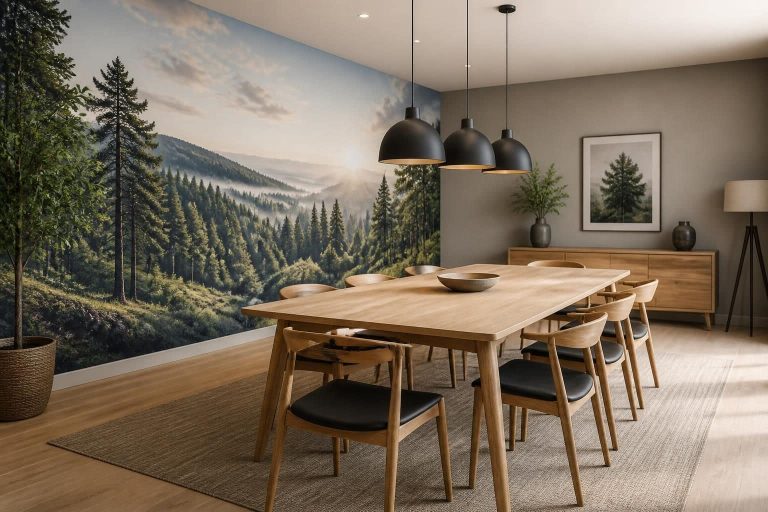 découvrez comment le papier peint panoramique peut transformer votre salle à manger en ajoutant une impression de profondeur et d'espace, et donner un nouvel élan à votre décoration intérieure.