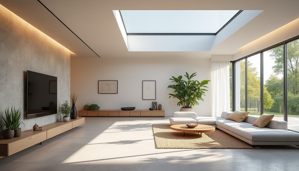 découvrez comment l'aménagement intérieur optimise la lumière naturelle grâce à l'installation de conduits de lumière pour un espace lumineux et harmonieux.