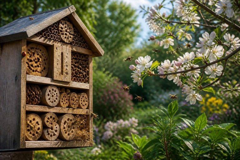 découvrez comment une liaison directe entre l'hôtel à insectes et la pollinisation des arbres fruitiers favorise un jardinage naturel et productif, en soutenant la biodiversité et la santé de votre verger.