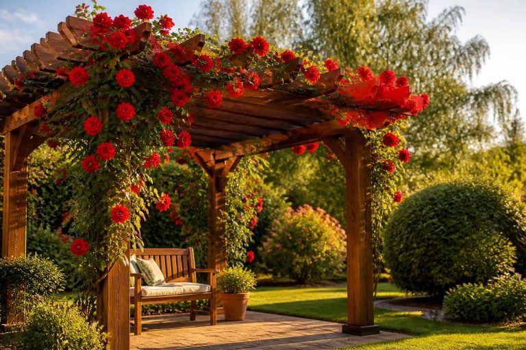 découvrez comment le rosier grimpant sublime l'habillage floral de votre pergola, apportant charme et élégance à l'aménagement de votre jardin.