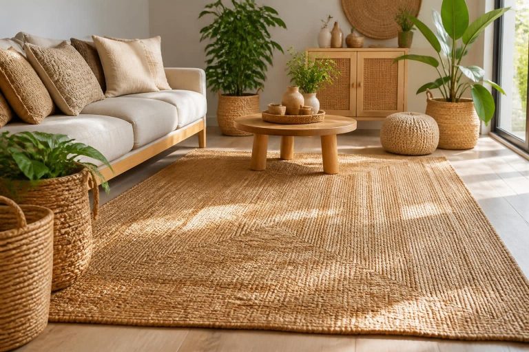 améliorez l'intégration des fibres végétales dans vos projets de décoration intérieure grâce au tapis en jute, alliant naturel et élégance pour un rendu unique.