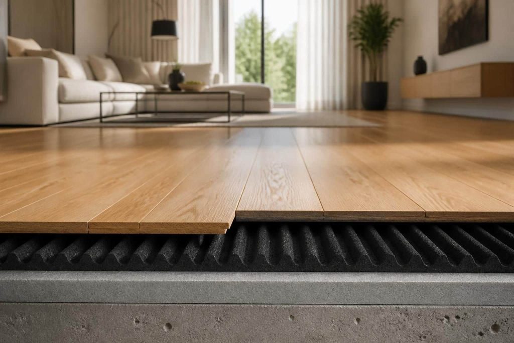 découvrez comment la sous-couche acoustique améliore l'atténuation des bruits d'impact du parquet pour garantir le succès de vos travaux de rénovation et de construction.