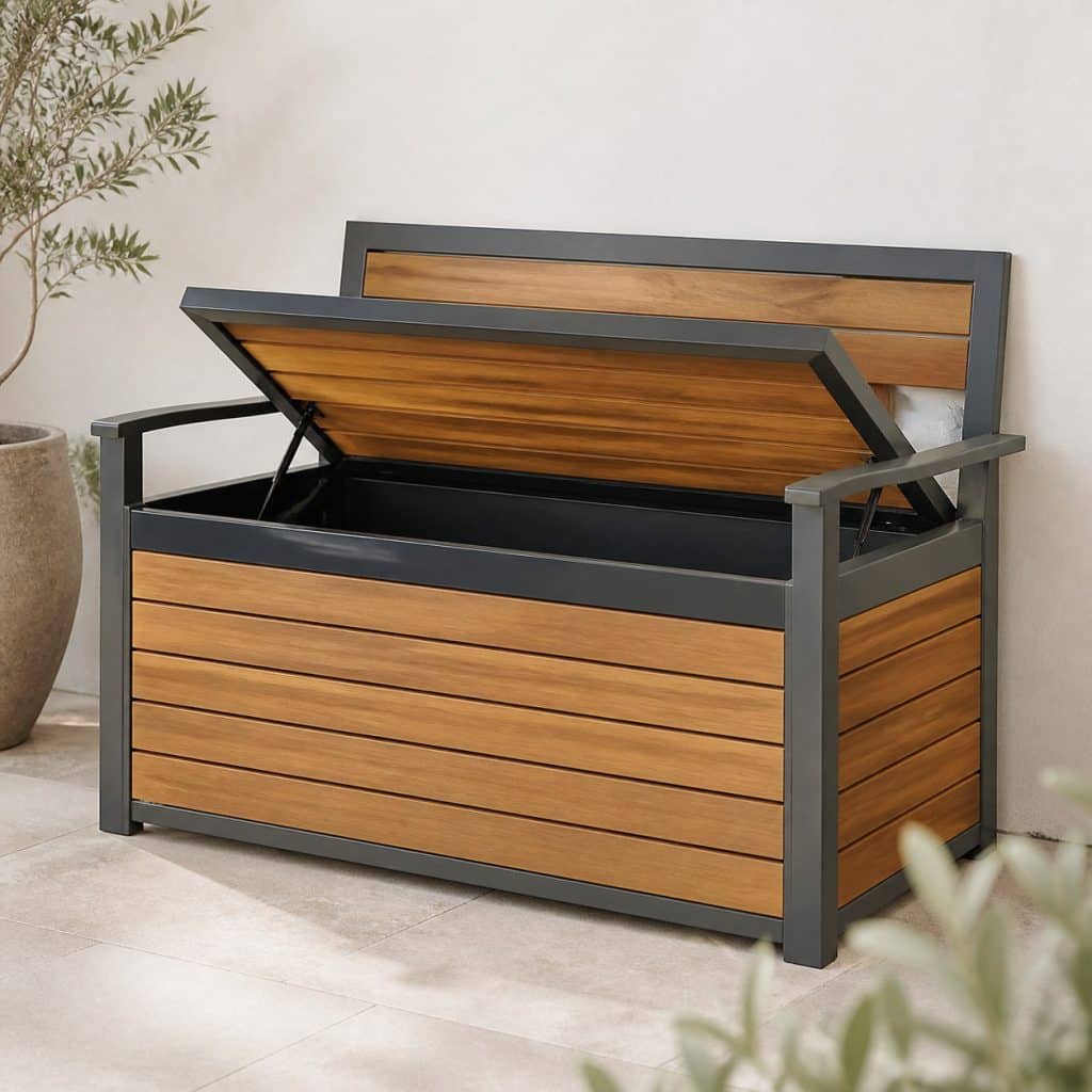 Banc coffre de jardin pr&eacute;sent&eacute; seul