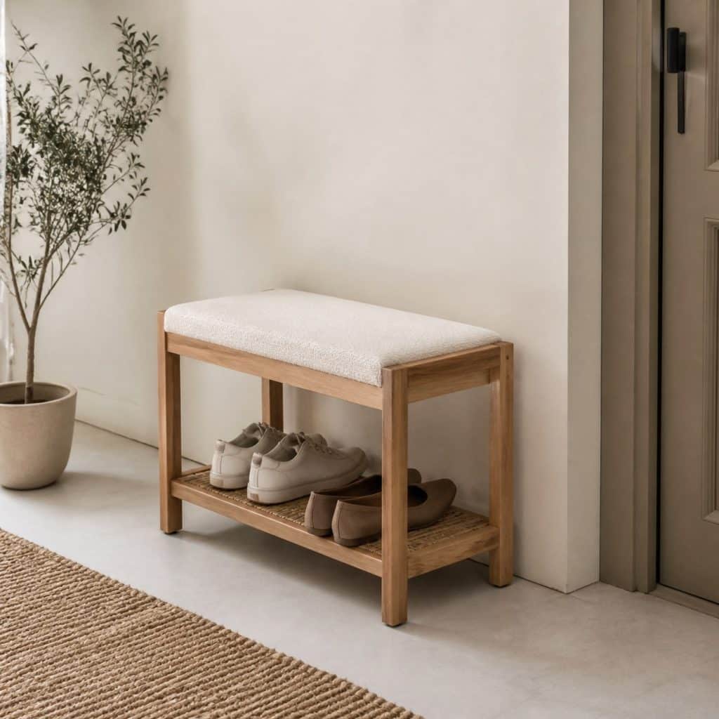 Banc d'entr&eacute;e 60 cm format r&eacute;duit pr&eacute;sent&eacute; seul