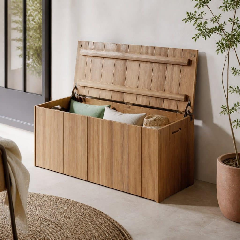 Banc de rangement banc coffre polyvalent pr&eacute;sent&eacute; seul