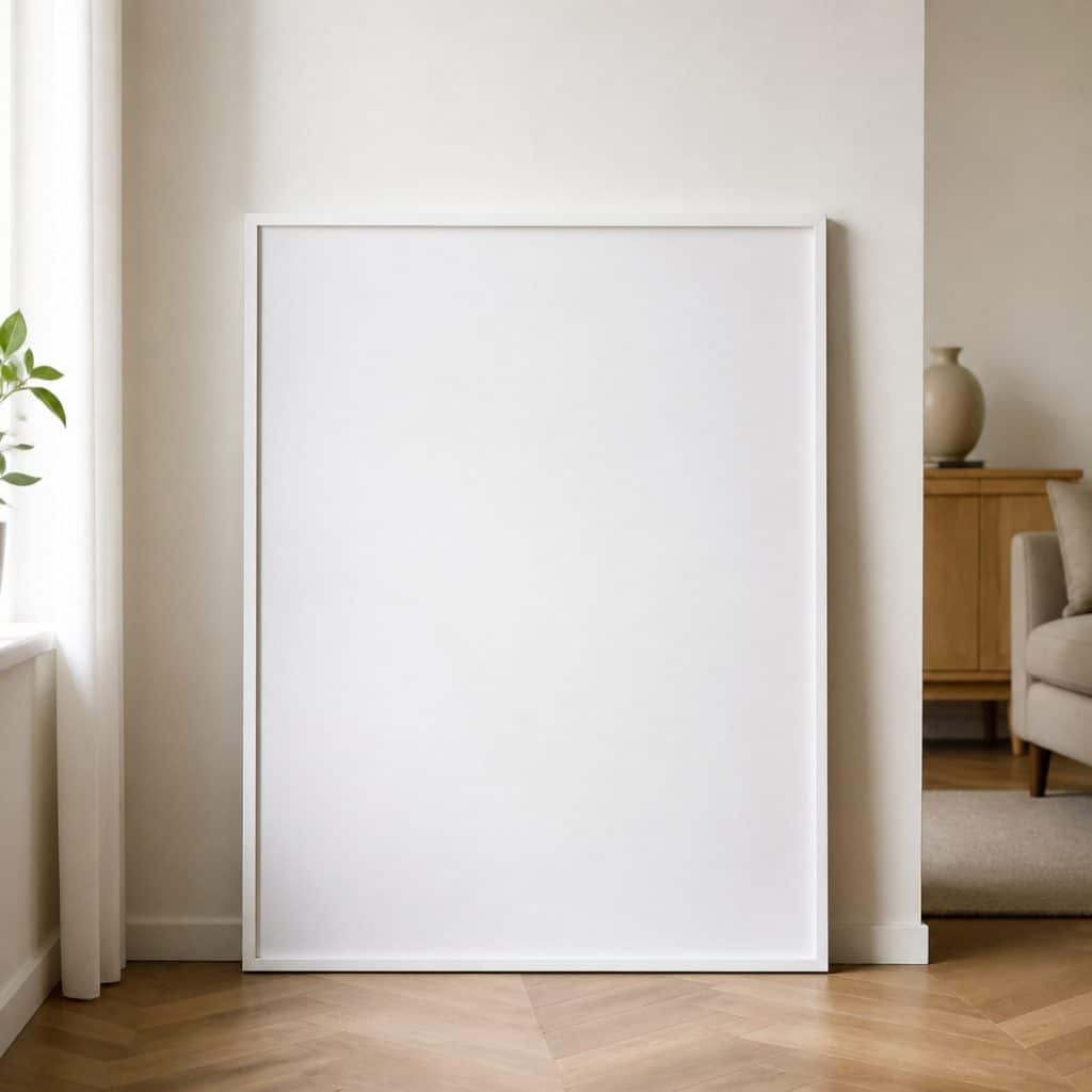 Cadre photo 100 x 70 cm blanc présenté seul