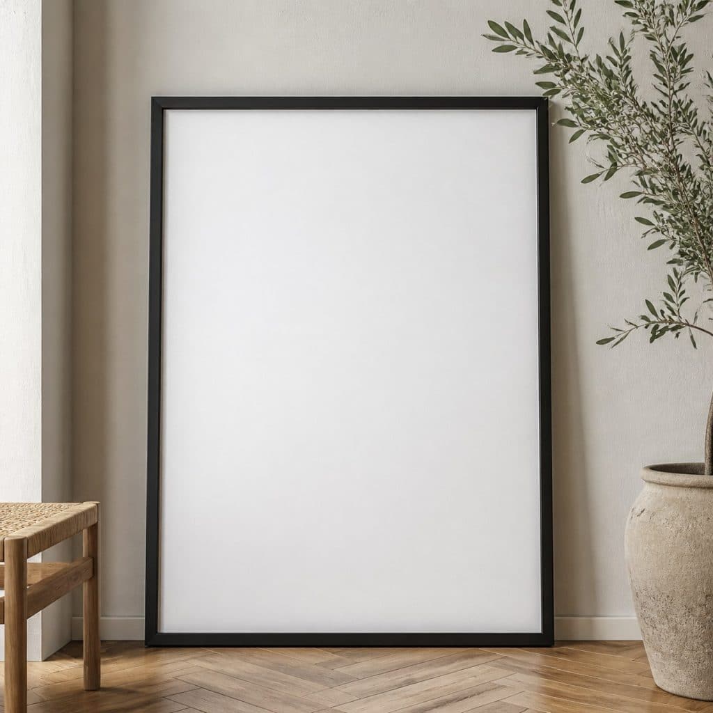 Cadre photo 70 x 90 cm noir mat présenté seul