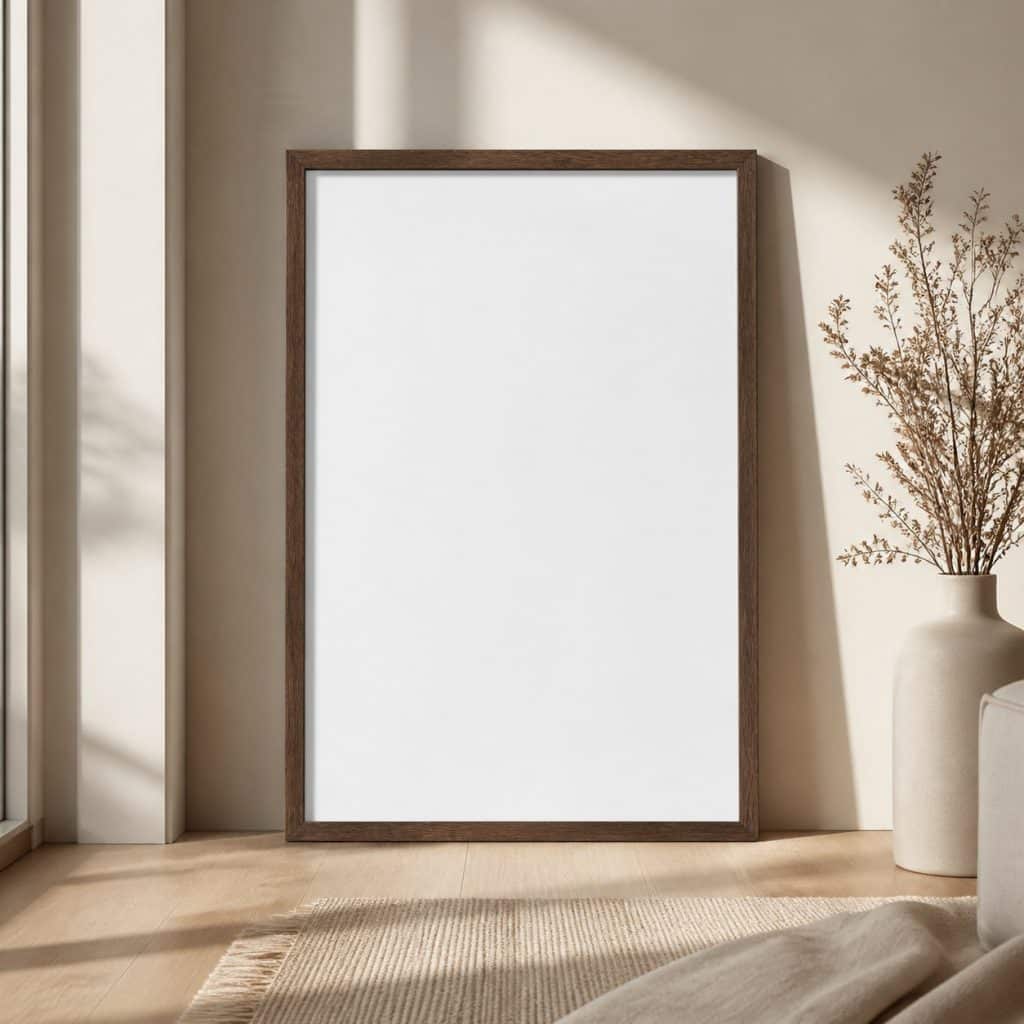 Cadre photo 90 x 60 cm chêne foncé présenté seul