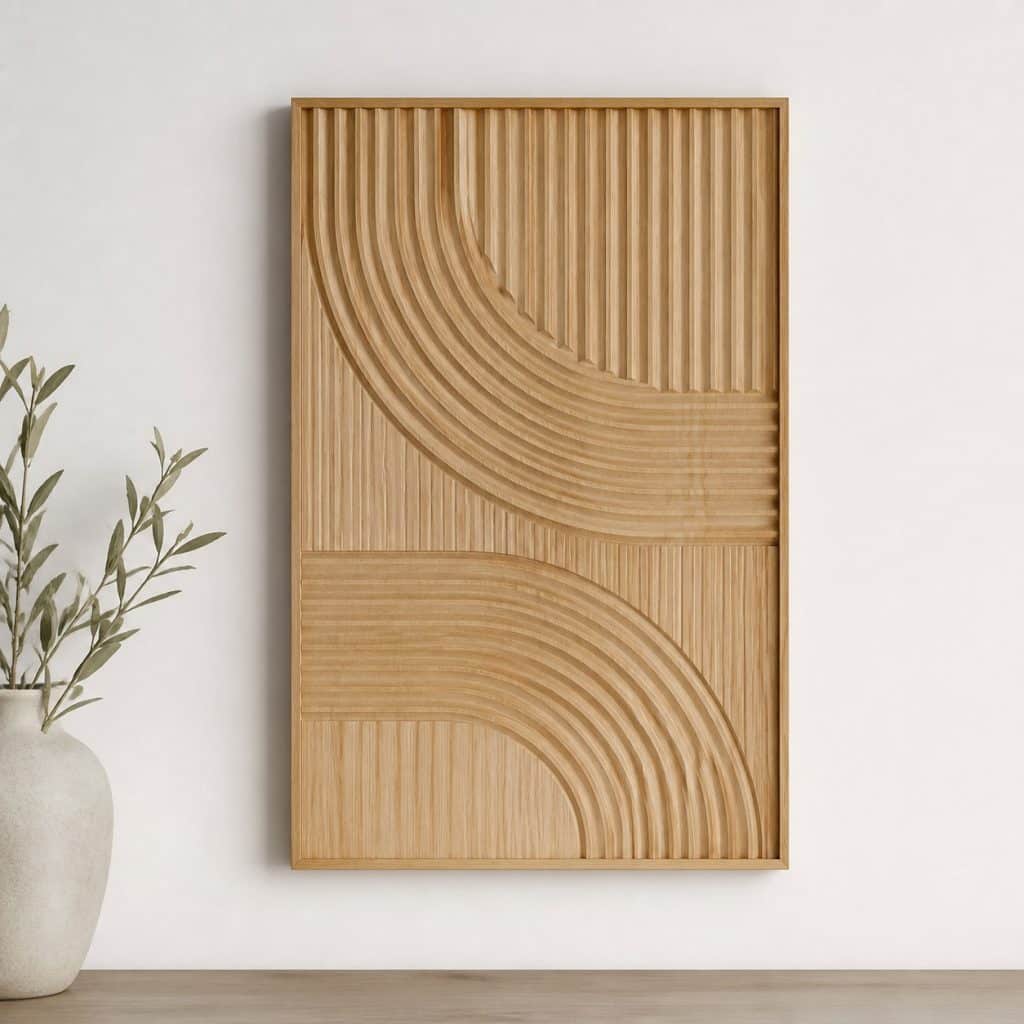 Décoration murale en bois présentée seule