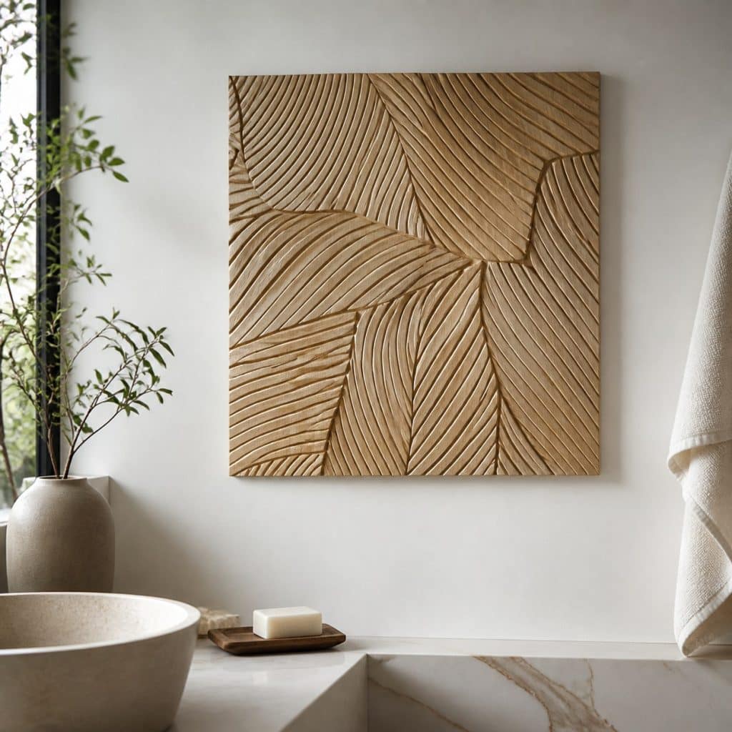 Décoration murale pour salle de bain présentée seule
