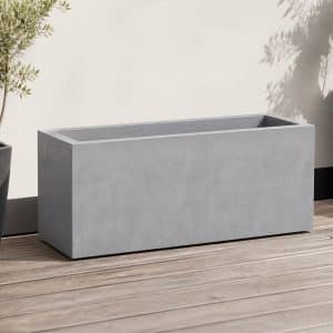 Jardini&egrave;re rectangulaire grise en fibre de ciment