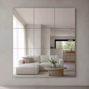 Miroir adh&eacute;sif sur mesure en dalles