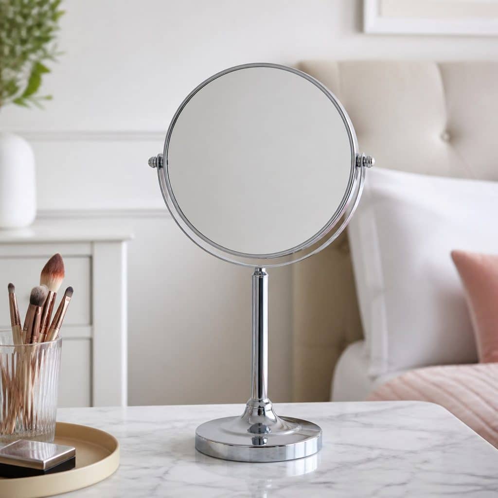 Miroir de maquillage professionnel double face présenté seul