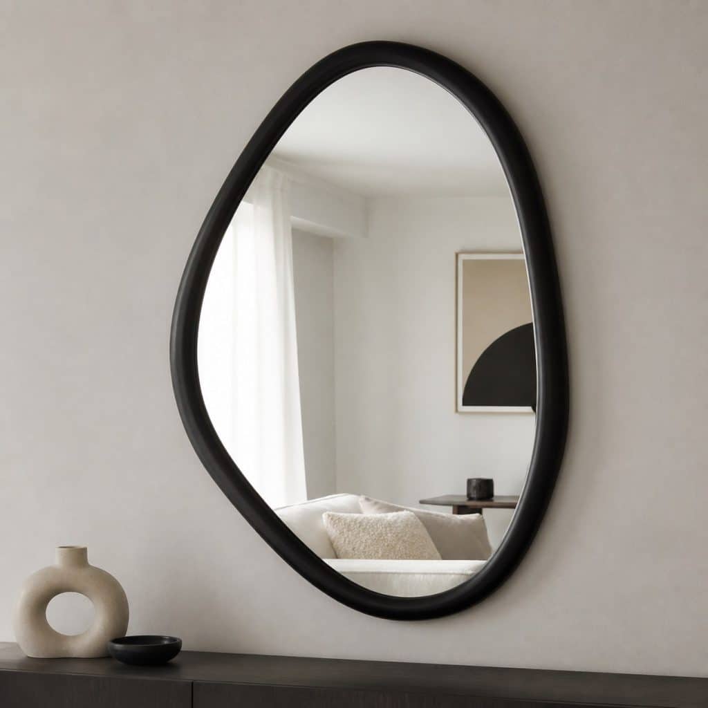 Miroir organique noir présenté seul