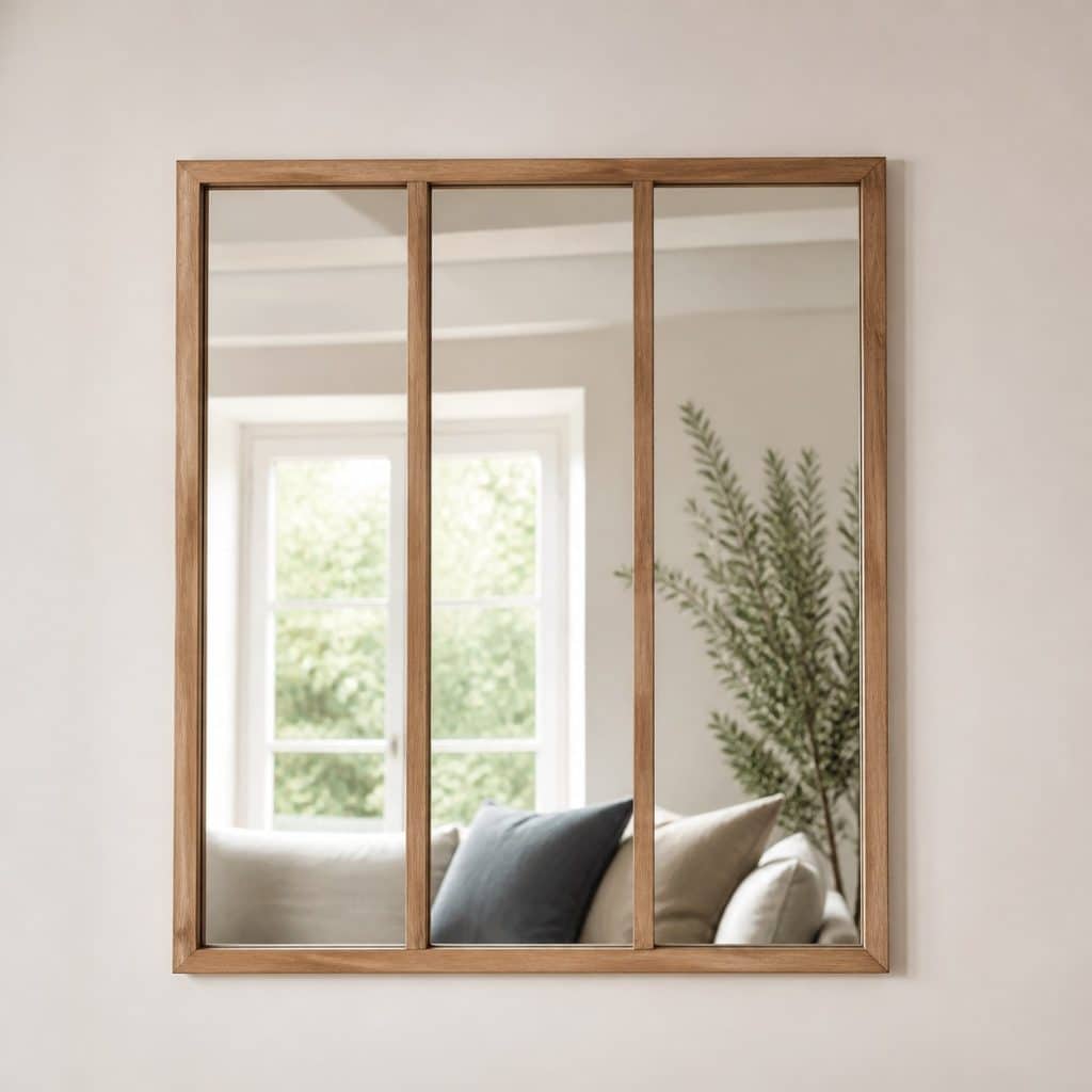 Miroir verrière cadre bois présenté seul