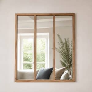 Miroir verri&egrave;re cadre bois