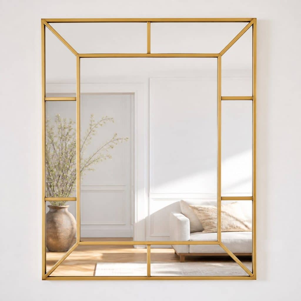 Miroir verrière doré présenté seul