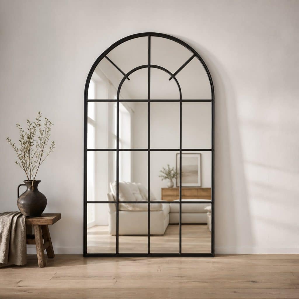 Miroir verrière en arche présenté seul