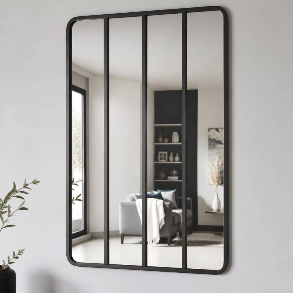 Miroir verrière industriel présenté seul