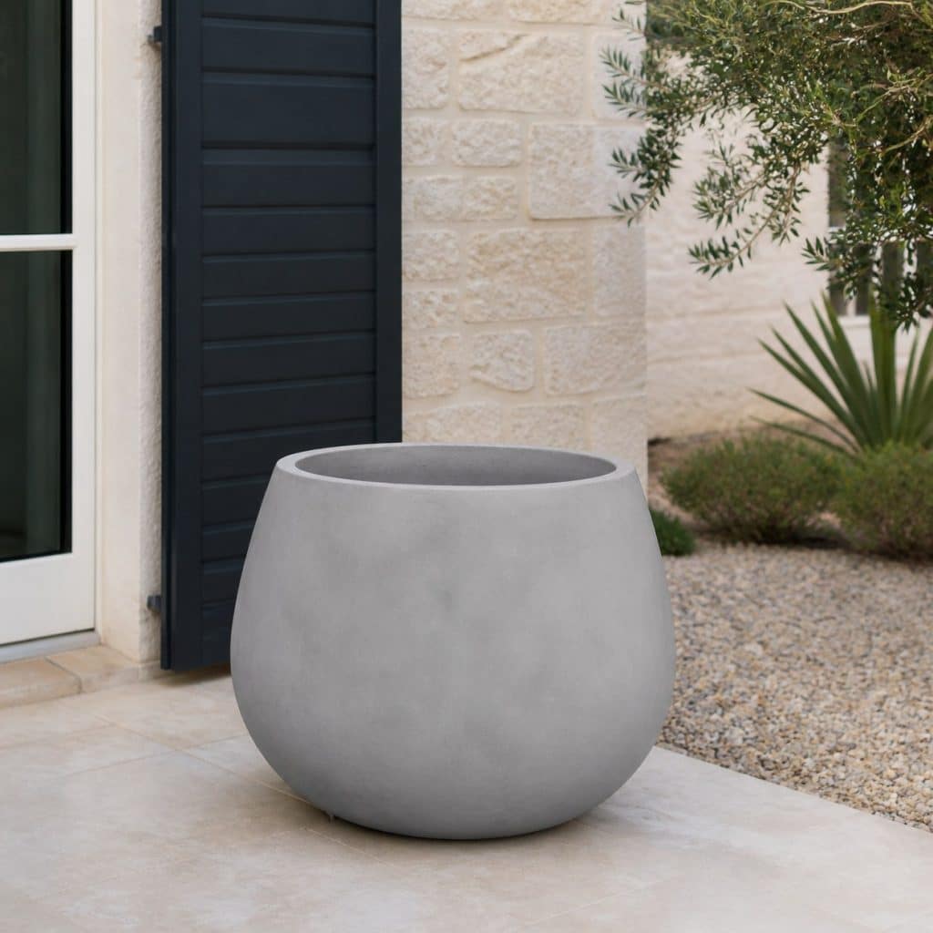 Pot d'extérieur béton présenté seul