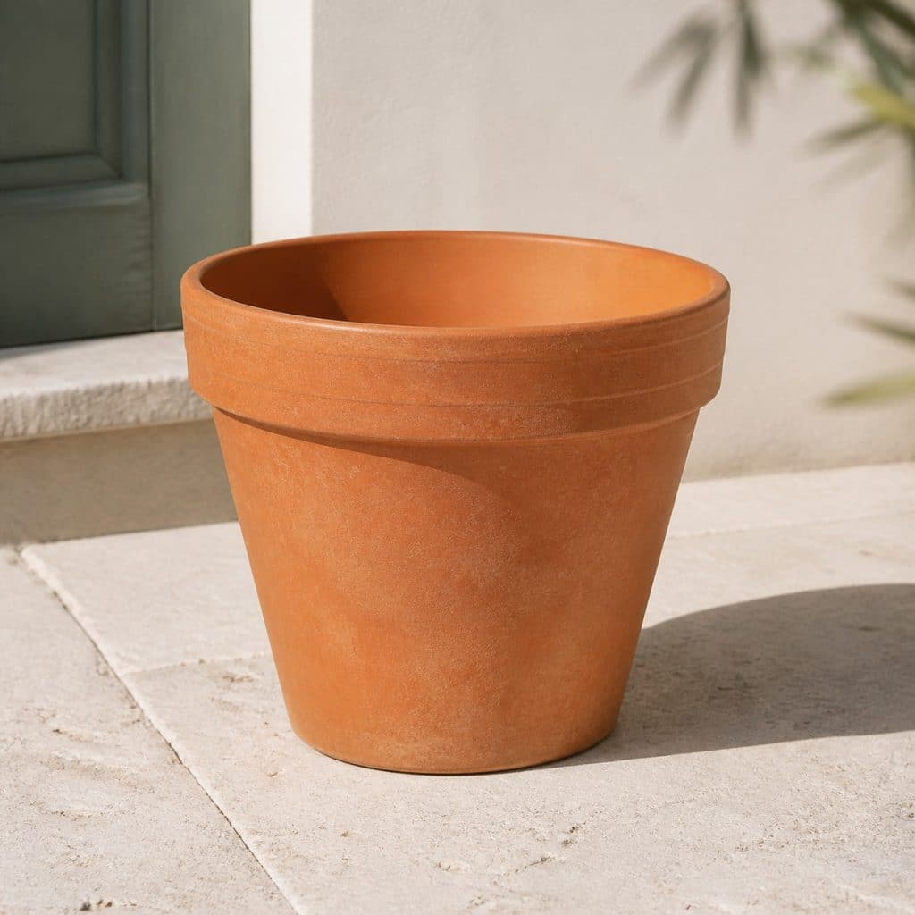 Pot en terre cuite classique présenté seul