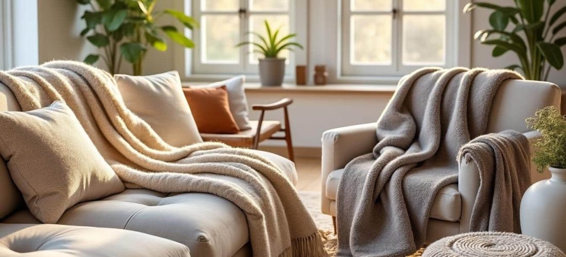 découvrez comment la décoration d'intérieur cocooning intègre des plaids en laine épaisse pour créer une atmosphère chaleureuse et confortable chez vous.