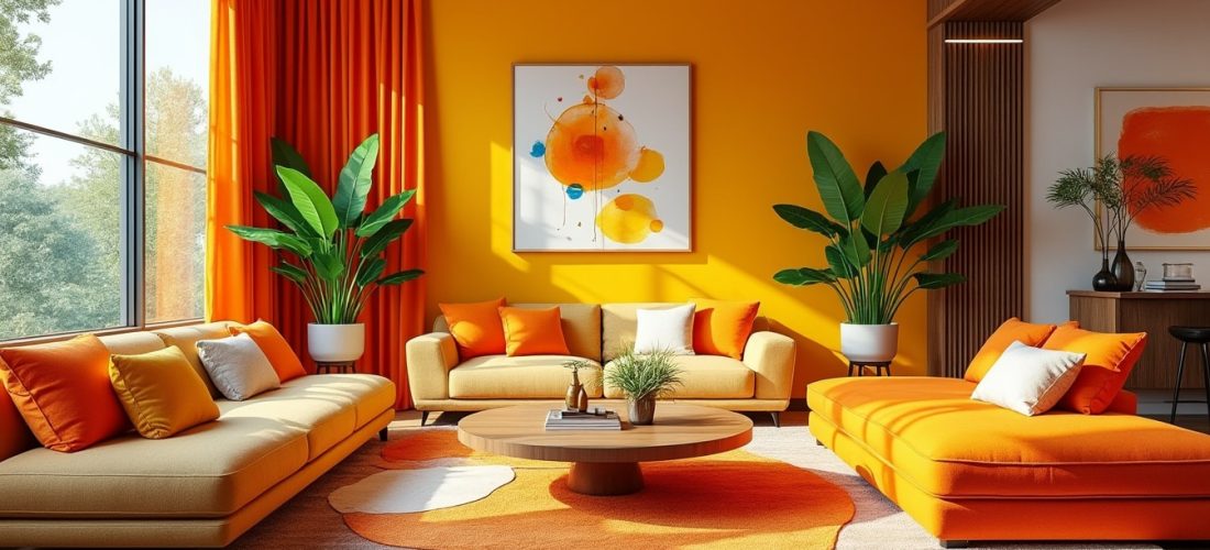 découvrez comment la décoration d'intérieur énergique utilise le orange et le jaune vif pour apporter chaleur et dynamisme à votre espace.