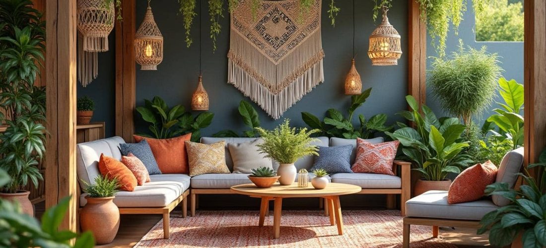 découvrez la décoration extérieure bohème alliant style et praticité grâce à des textiles résistants aux intempéries, parfaits pour embellir votre jardin toute l'année.