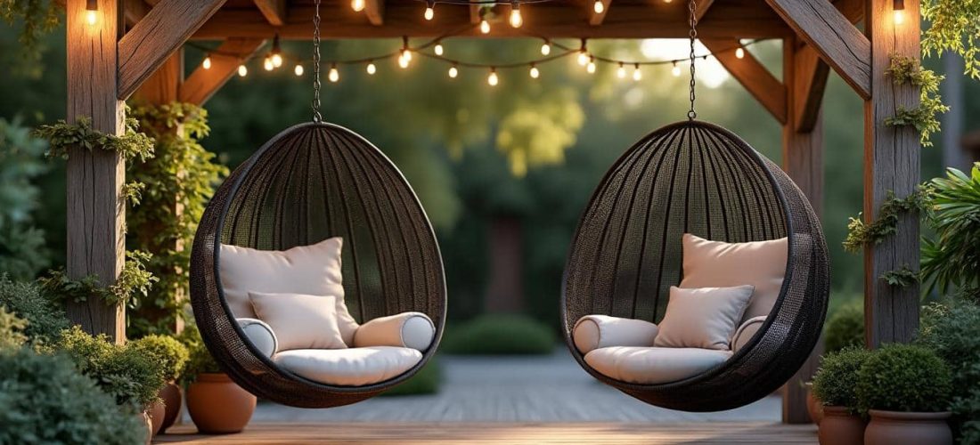 découvrez comment créer une décoration extérieure conviviale en installant des fauteuils suspendus au plafond, alliant confort et style pour un espace détente unique.