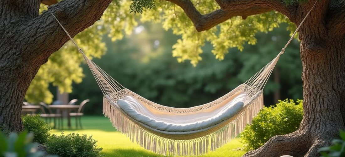découvrez comment créer un espace extérieur chaleureux en installant un hamac entre deux arbres pour une ambiance conviviale et relaxante.